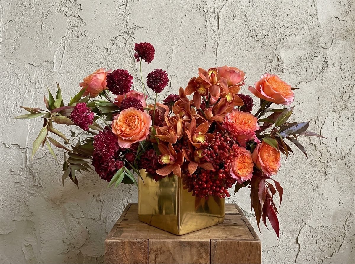 Copper Sunset & Crimson Orchids